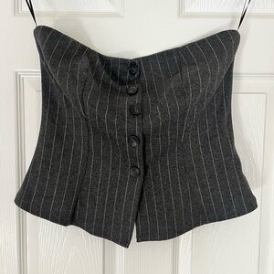H&M Charcoal Pinstripe Strapless Tube Top – Size L